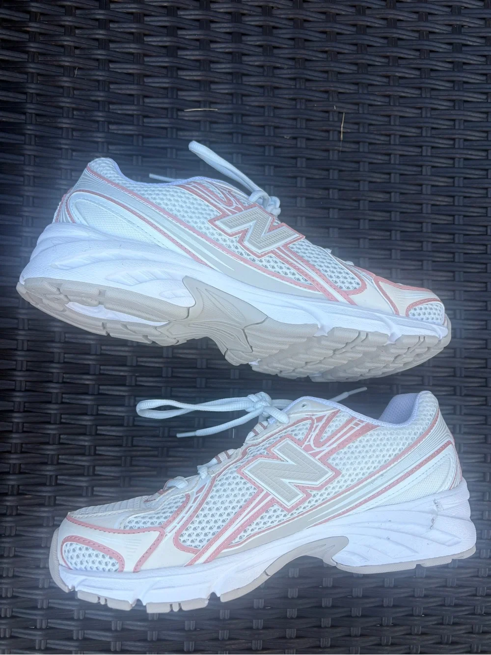 New Balance Women's White Athletic Sneakers with Pink Trim